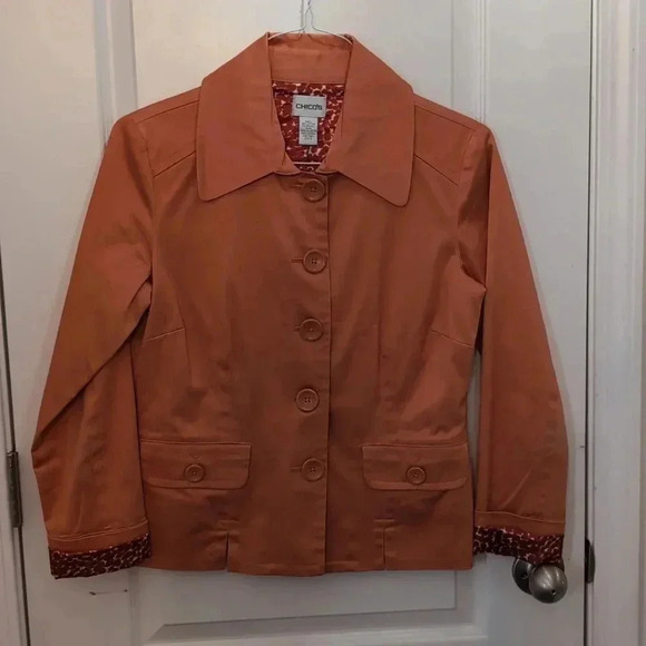 Chico's women's orange blazer shacket - Picture 2 of 7